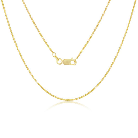 Sterling Silver 1.0mm Box Chain - Gold Plated