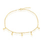 Sterling Silver Moon & Star Charms Paperclip Anklet - Gold Plated