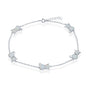 Sterling Silver Opal Cat Anklet - White Opal