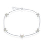 Sterling Silver Butterfly Anklet - White Opal