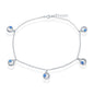 Sterling Silver Crescent Moon Anklet - Blue Opal