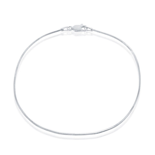 Sterling Silver 1mm Square Snake Anklet