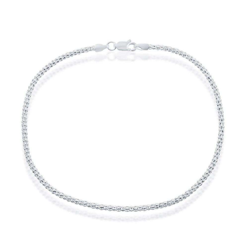 Sterling Silver 2.5mm Popcorn Anklet