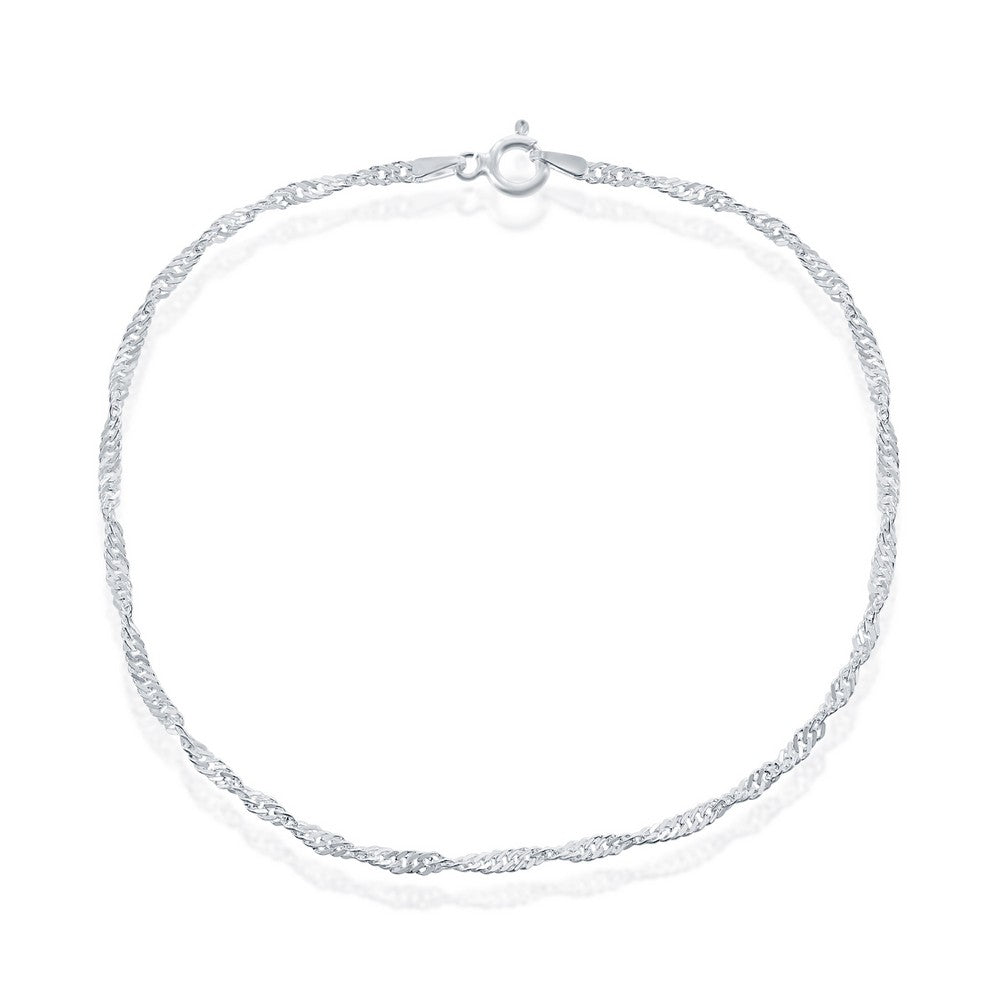 Sterling Sivler 2mm Singapore Anklet