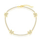 Sterling Silver Butterfly CZ Tennis Anklet - Gold Plated