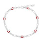 Sterling Silver Linked Red Enamel Anklet