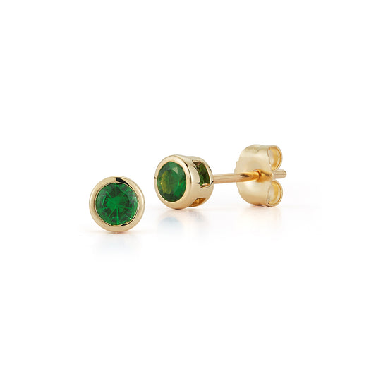 Bezel Tsavorite Sapphire Stud Earrings