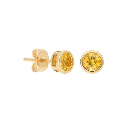 Bezel Yellow Sapphire Stud Earrings