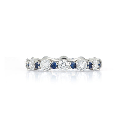 Blue Sapphire and Diamond Eternity Band