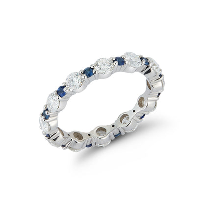 Blue Sapphire and Diamond Eternity Band