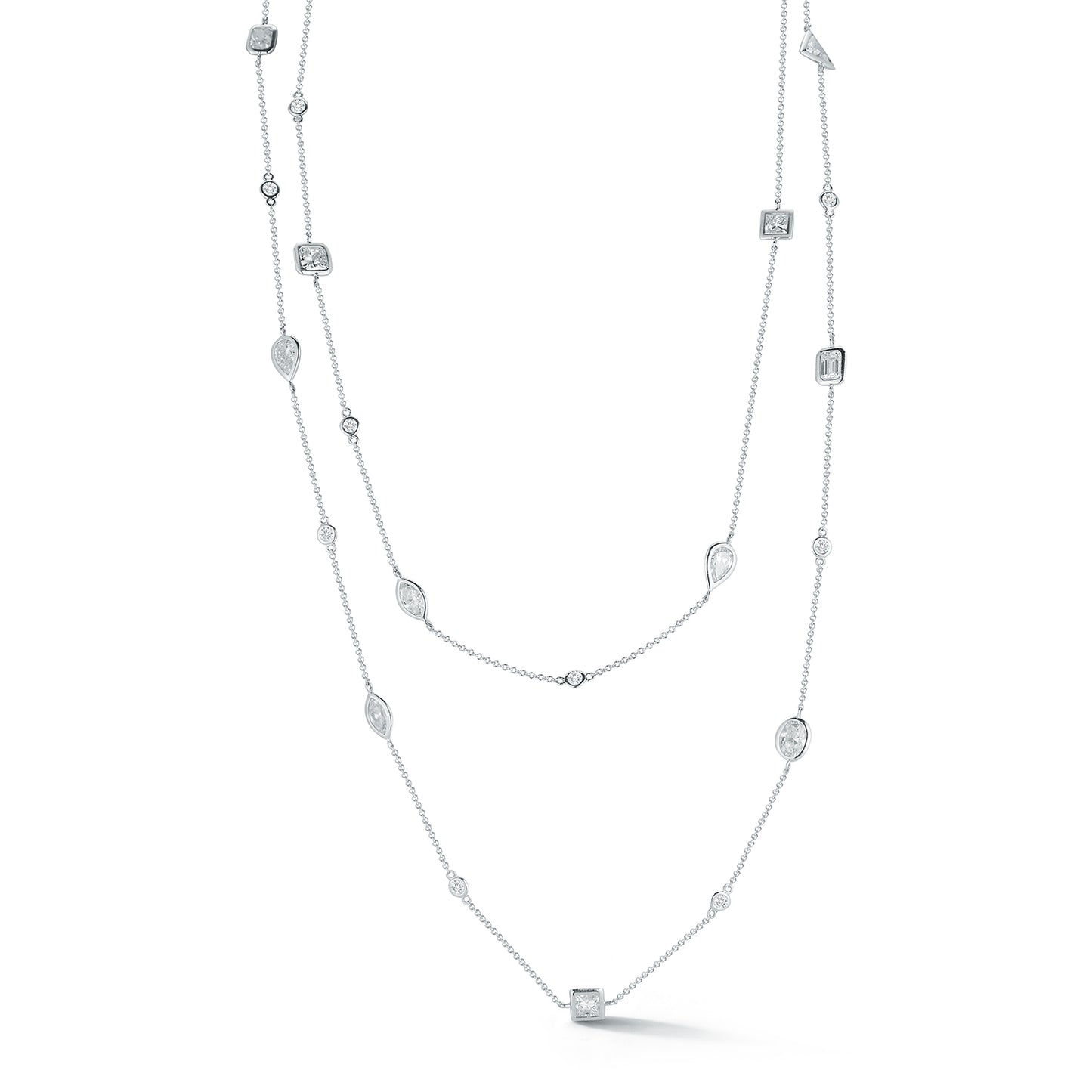 Multi Shape Diamond Bezel Necklace