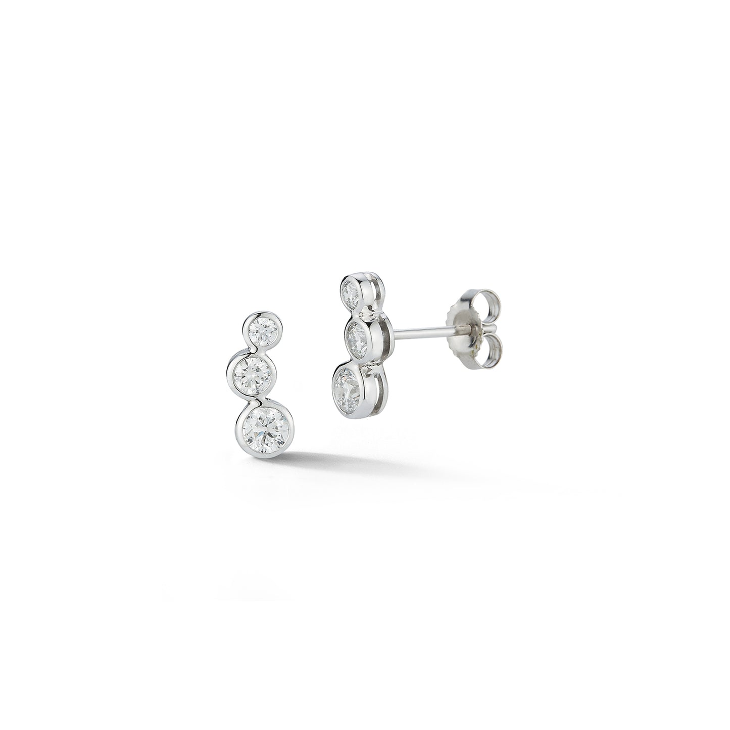 Graduated Diamond Bezel Stud Earrings