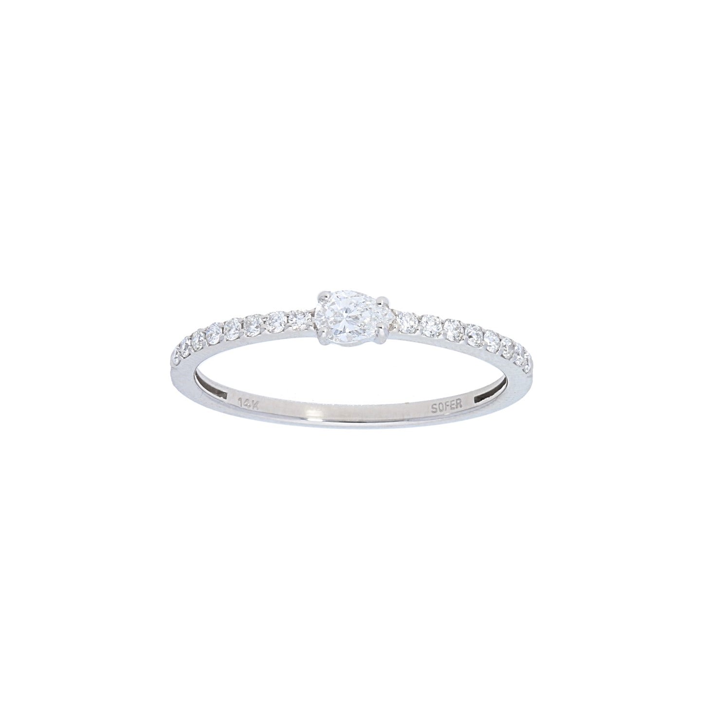 Thin Oval Center Diamond Band