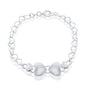 Sterling Silver Link Bracelet w/4 Center Hearts