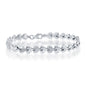 Sterling Silver Alternating Plain and D-C Small Puffed Hearts Bracelet