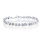 Sterling Silver Alternating D-C Hearts and Puffed Circles Bracelet