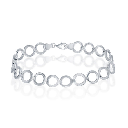 Sterling Silver Flat and Shiny Alternating Circle Bracelet