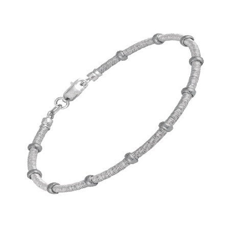 Sterling Silver Tight Coil w/Silver Beads Bracelet