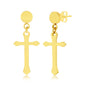 Stainless Steel Polished Cross Earrings - Gold Plated
