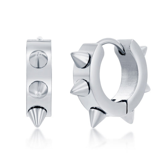 Stainless Steel 19mm Spike Huggie Hoop Earrings