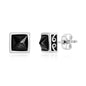 Stainless Steel Black CZ Greek Border Design Square Stud Earrings