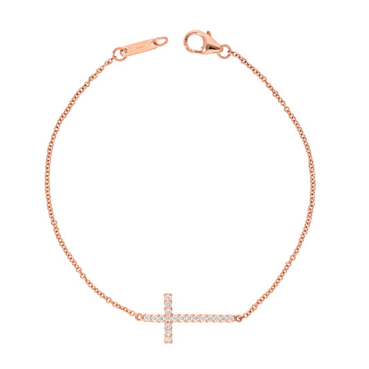 Sideways Diamond Cross Bracelet