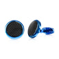 Stainless Steel Black Carbon Fiber Cuff Links - Blue Plated