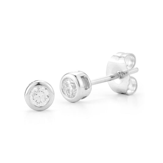 Plain Bezel Diamond Stud Earrings