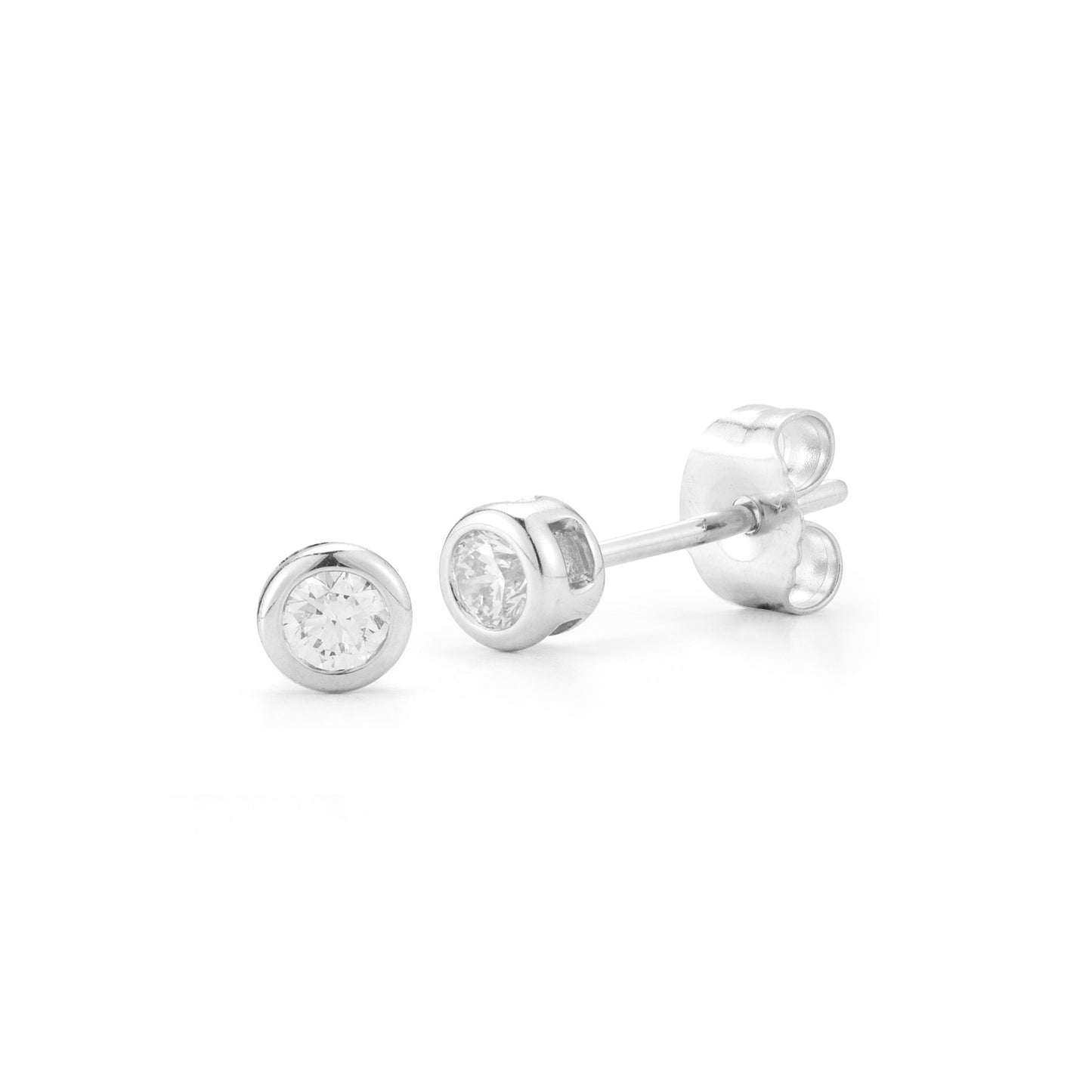 Plain Bezel Diamond Stud Earrings