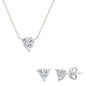 Sterling Silver, Solitaire Trillion CZ, 6mm Necklace & 5mm Earrings Set