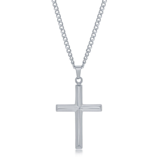 Stainless Steel Polished 3D Cross Necklace