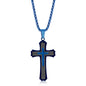 Stainless Steel Black & Blue 3D Cross Necklace