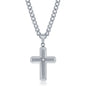 Stainess Steel Brushed & Polished w/ Single CZ Cross Necklace