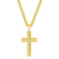 Stainless Steel & CZ Cross Necklace - Gold Plated