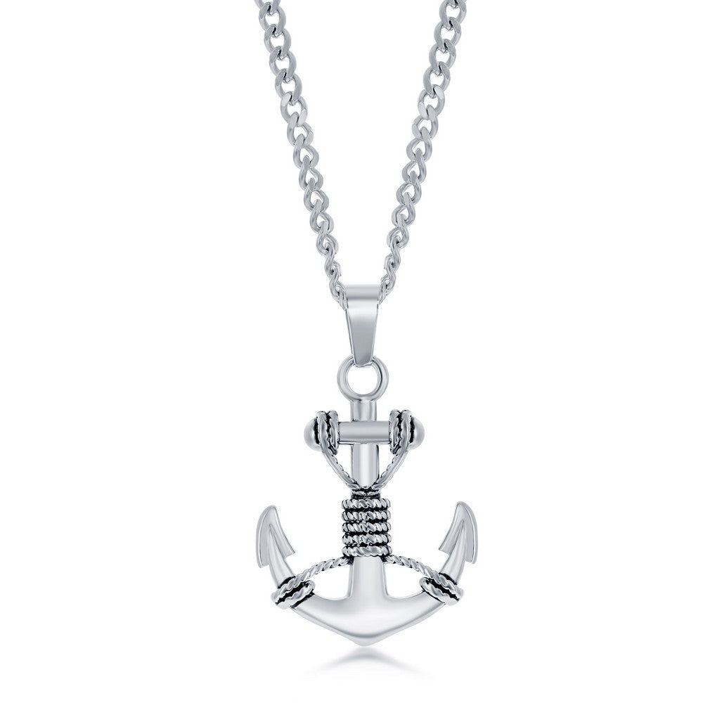 Stainless Steel Oxidized Anchor Necklace – Golden Jeweler Viejo San Juan