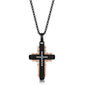 Stainless Steel Black & Rose Gold CZ Cross Necklace