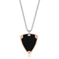 Stainless Steel Black Carbon Fiber Rose Gold Border Triangle Necklace