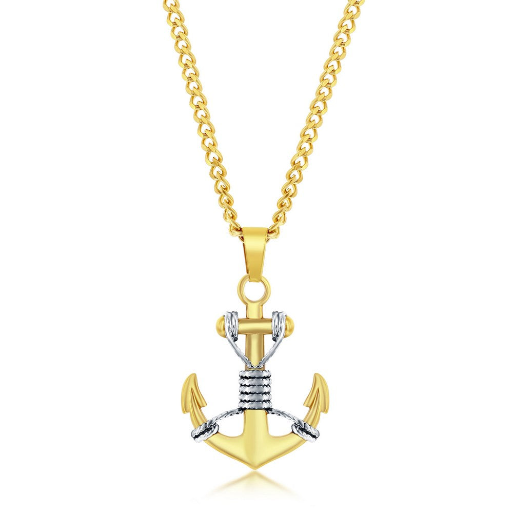 Stainless Steel Gold & Silver Anchor Necklace