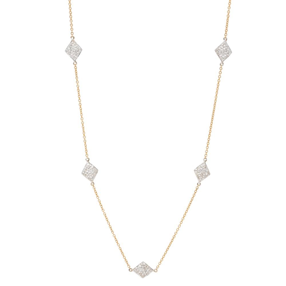 Small Diamond Shape Pave Station Necklace