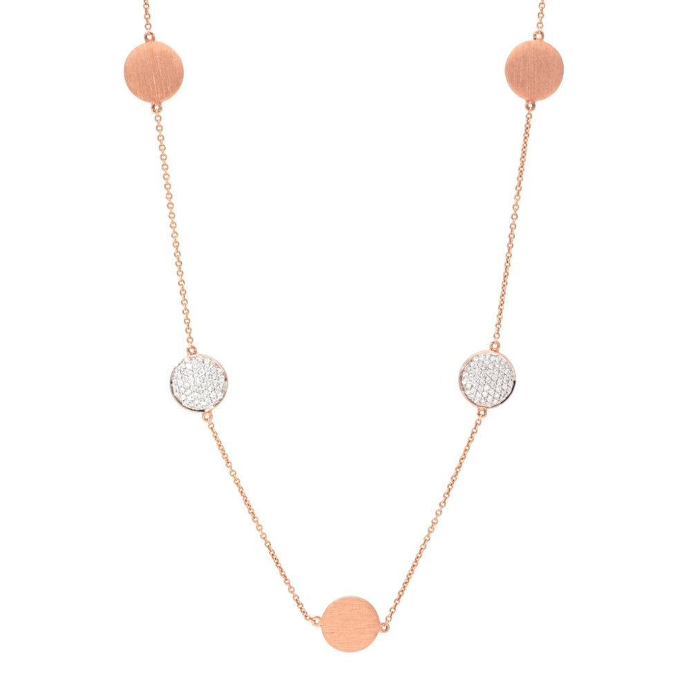 Alternating Satin and Diamond Pave Circles Necklace