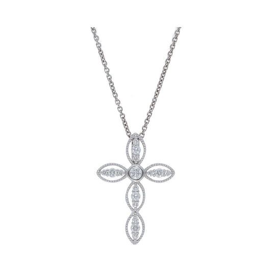 Diamond and Milgrain Cross Necklace