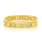 Stainless Steel CZ ID Link Bracelet - Gold Plated