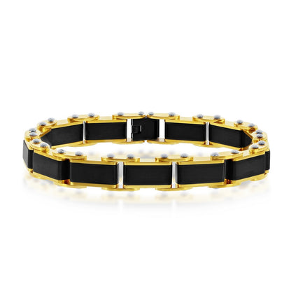 Stainless Steel Black & Gold Industrial Link Bracelet