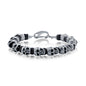 Stainless Steel Genuine Onyx Skull Bracelet