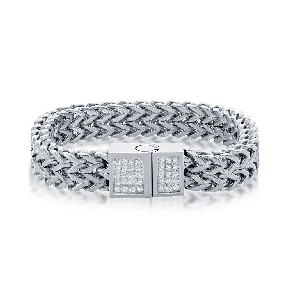 Stainless Steel CZ Double Franco Link Bracelet