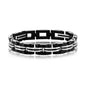 Stainless Steel Two-Toned Striped Link Bracelet - Black & Silver