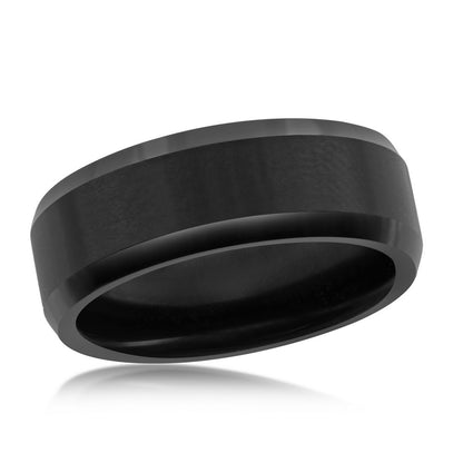 Brushed and Polished Black 8mm Tungsten Ring