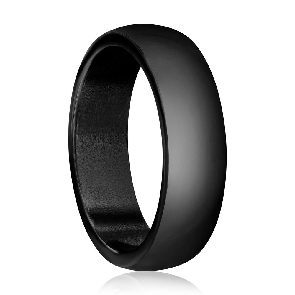 Stainless Steel Polished Ring - Black Plated