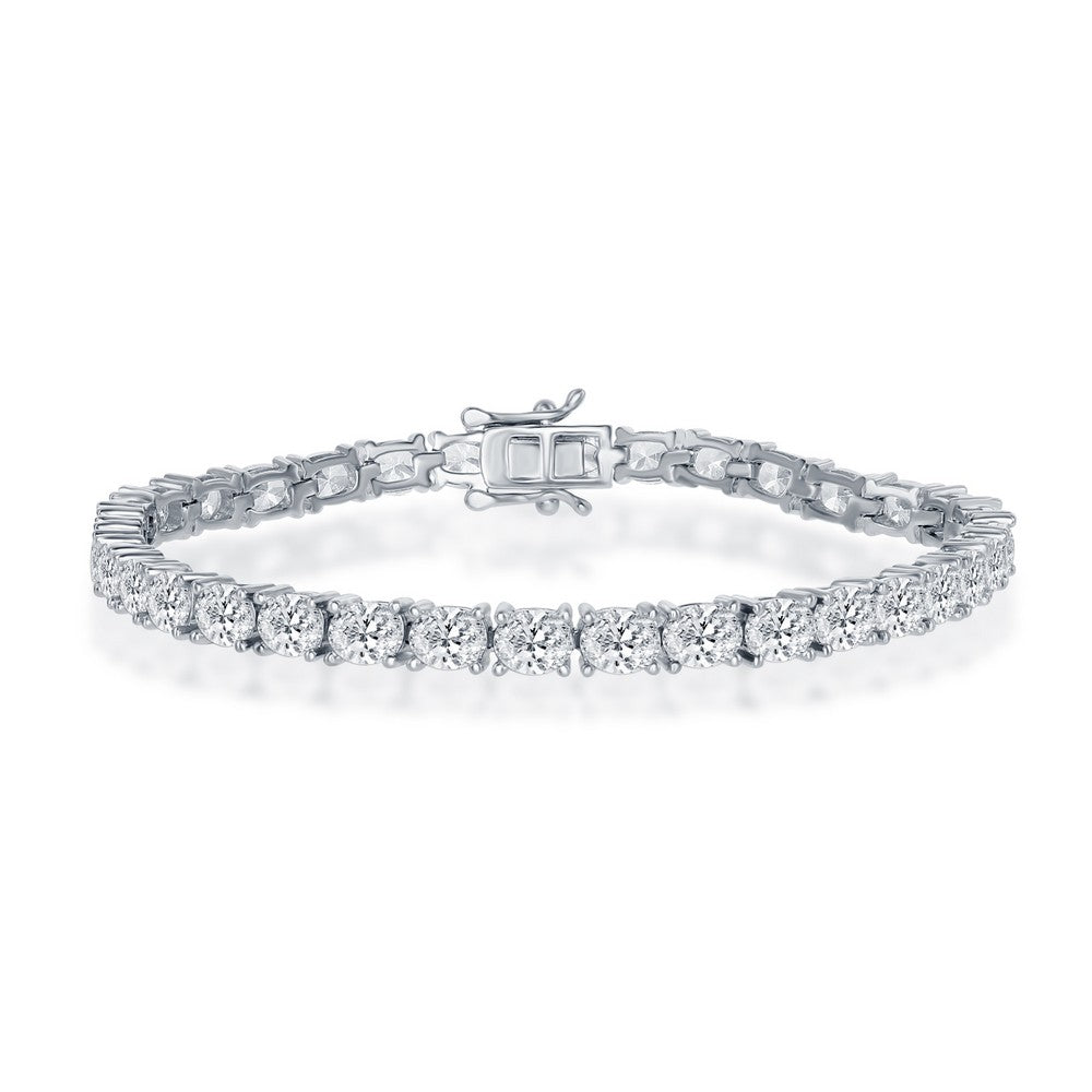 Sterling Silver 5x4mm Oval CZ Tennis Bracelet