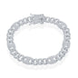 Sterling Silver CZ Cuban Marina Bracelet